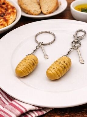 Gnocchi Keychain or Bag Clip, Italian Food Keychain, Pasta Charm, Food Keychain